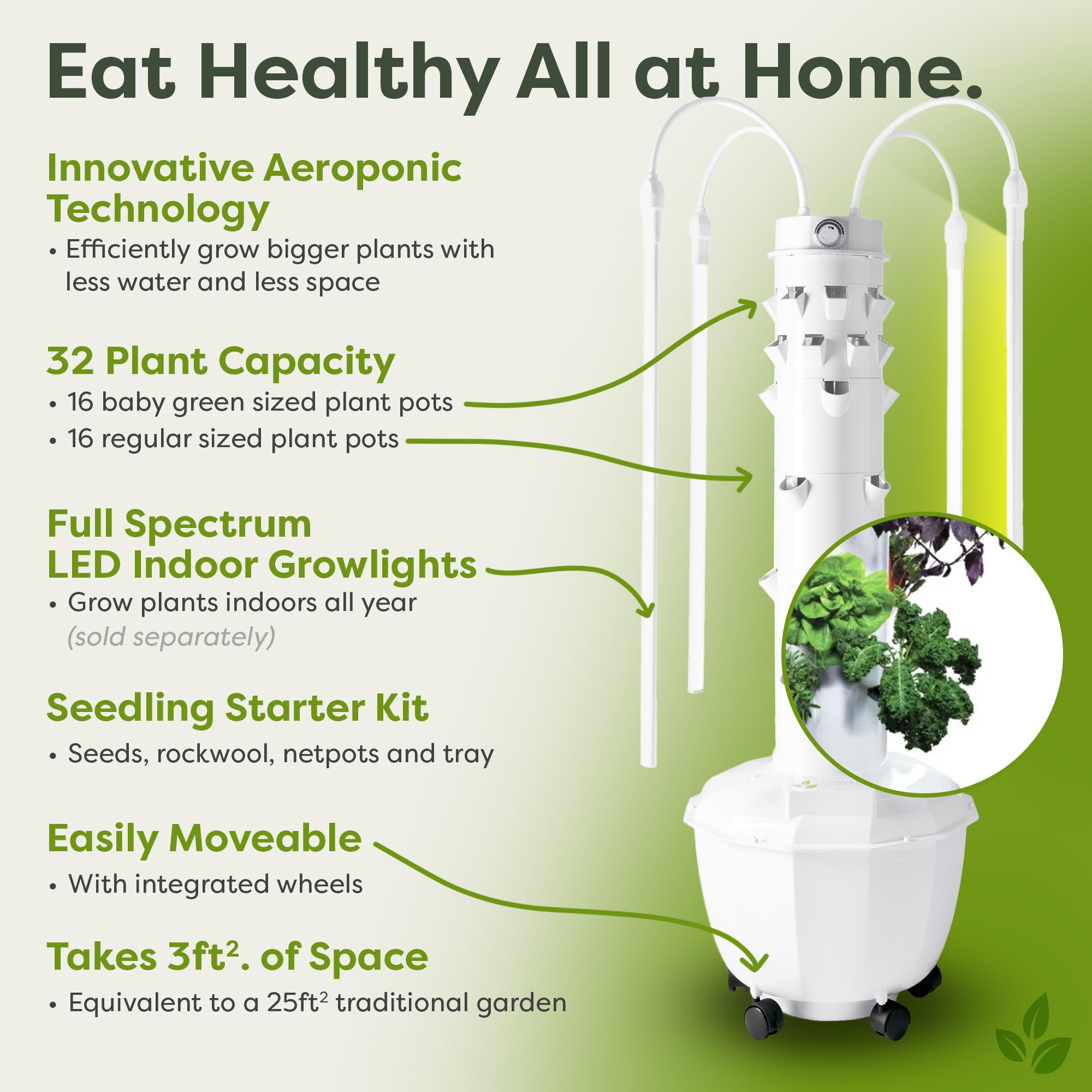 plant pot tower Tower Garden HOME – Compact Indoor Growing System for Fresh Greens